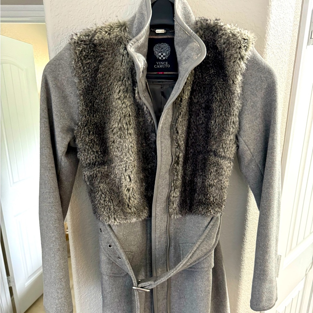 Grey Rabbit Wool Trench Coat